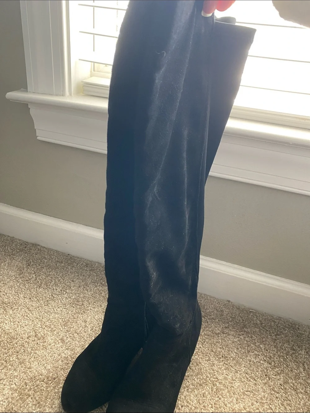 Women's Black Knee-High Wedge Boots